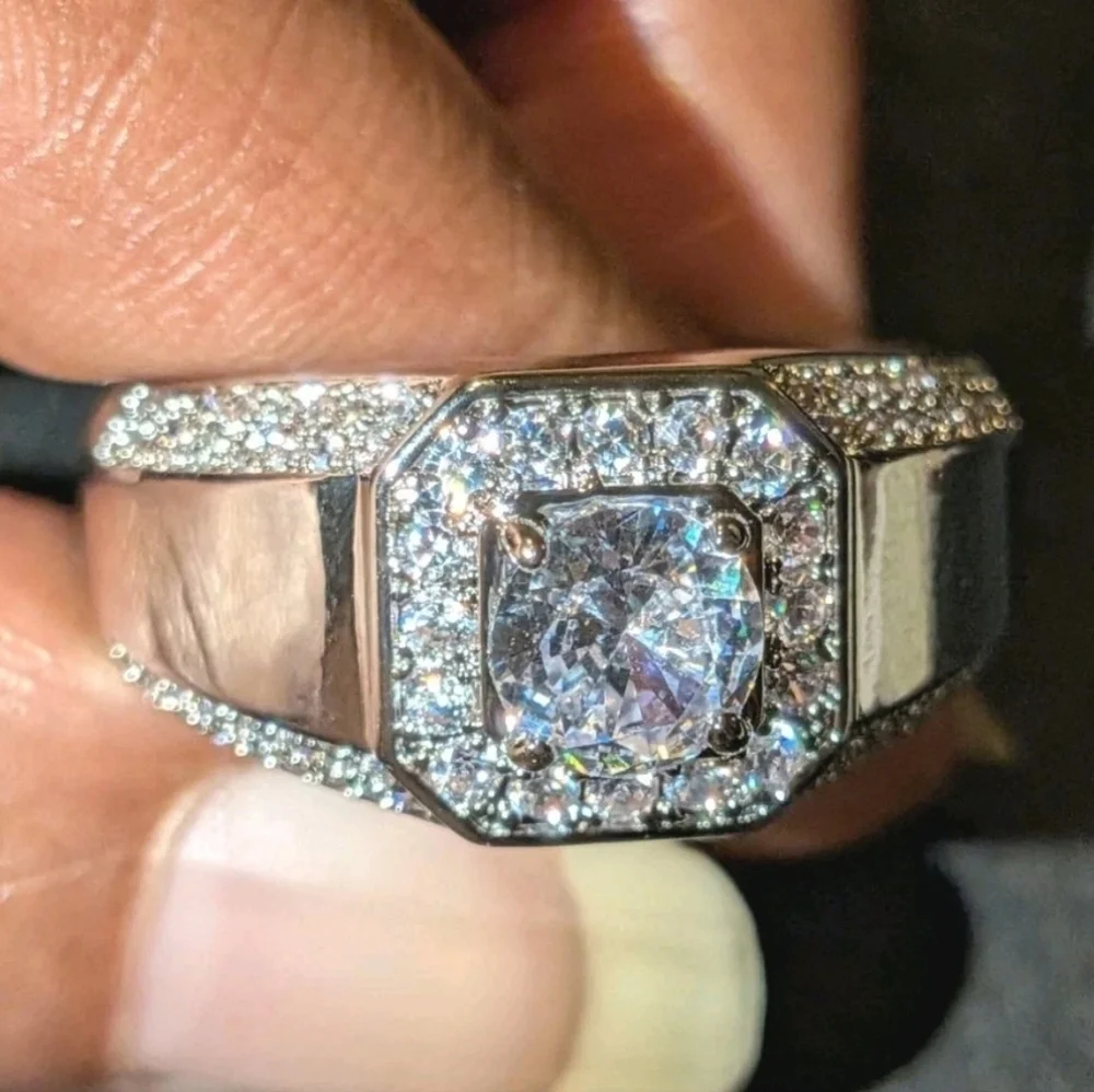 Elegant Diamond 925 Silver Ring For Men